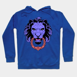 Blue with pink lion head Hoodie